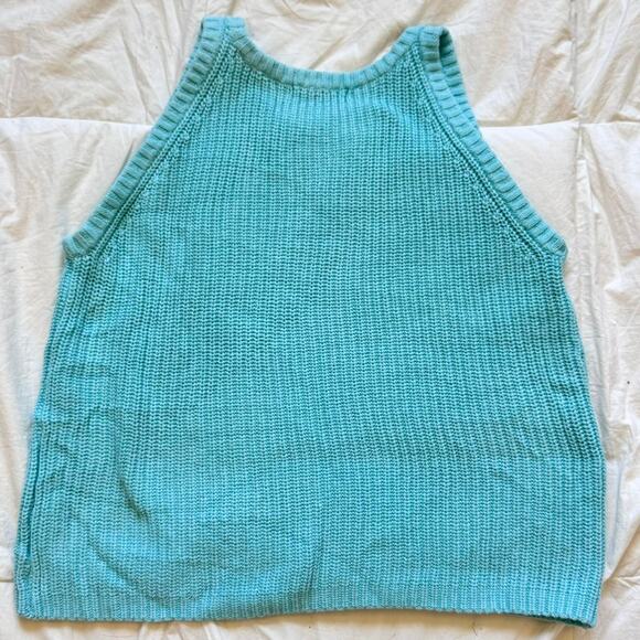 525 america blue Knit sleeveless top womens sz s cotton beachy coastal resort - Picture 4 of 8